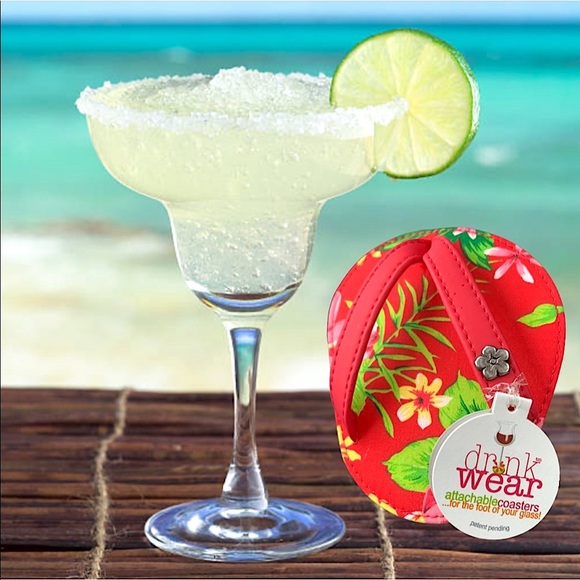 NWT 4 Pc Flip Flop Rattan Cotton Vibrant Floral Made in CA Coaster Set - Picture 9 of 9